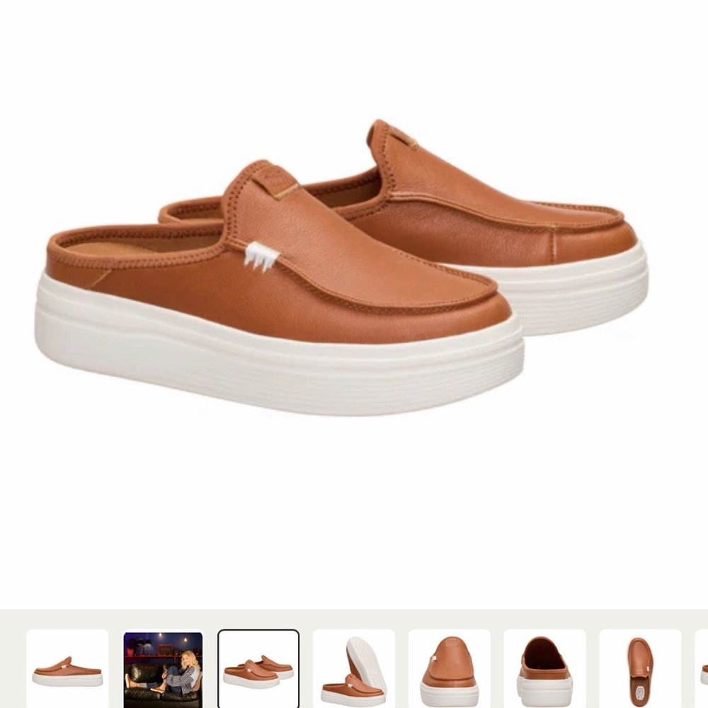 Casual Tan Slip-On Platform Mule Shoes for Women